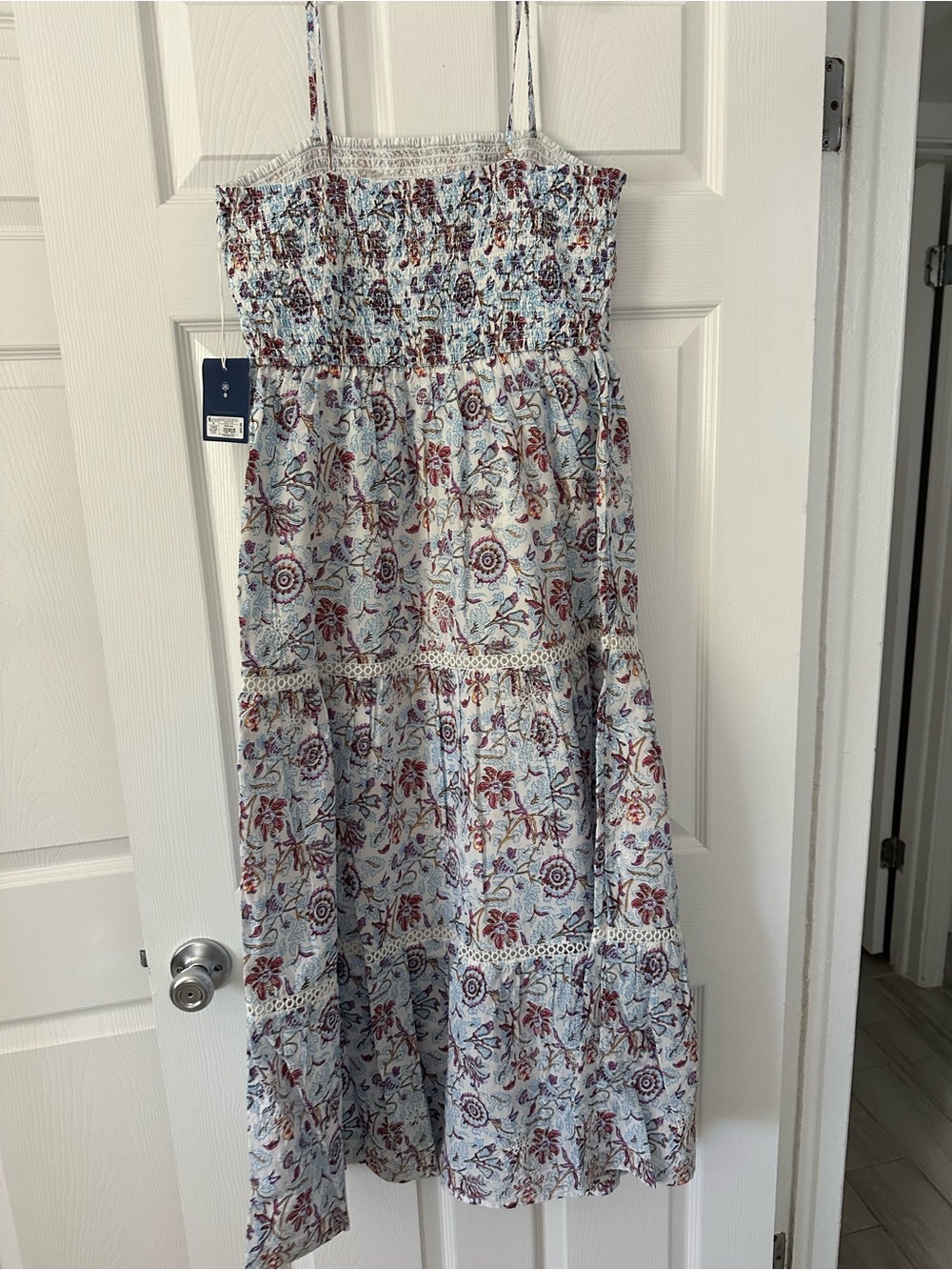 Roberta Roller Rabbit White Maxi Dress with Burgundy & Navy Floral Print - Picture 5 of 8